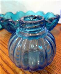 VTG BLUE GLASS ART GLASS COLLECTION - LOT OF 12 PCS